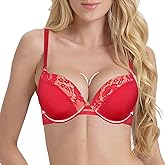 YANDW Pushup Bras for Women Thick Padded add 2 Cups Push Up T Shirt Bombshell Bra for Small Breasts Plunge