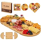 RosiRoli Magnetic Bamboo Charcuterie Board Set, 3-Piece Serving Tray | 100% Natural Bamboo, Magnetic 3-Piece Transformable Layout,Built-in Juice Grooves, Fits Parties and Gatherings