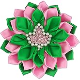 Greek Sorority Brooch Pin for Women Sororiy Paraphernalia Gift Pink Green Flower Brooch Pin Sisterhood Jewelry for Colthing