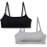 Amazon Essentials Women's Cotton Jersey Adjustable Scoop Bralette, Pack of 2