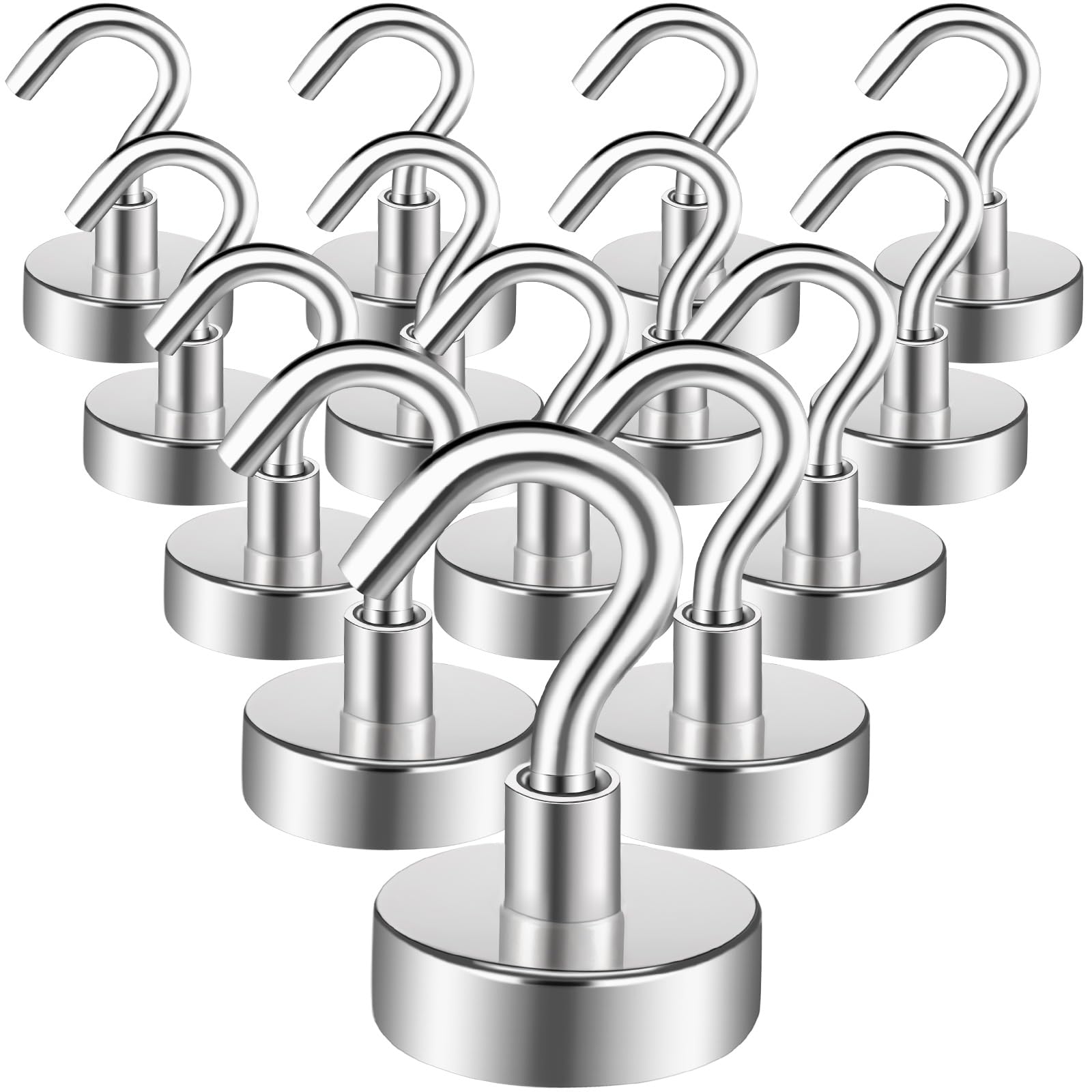 MIN CI 14pcs Heavy Duty Magnetic Hooks - 35lbs, Strong Neodymium Magnets, For Cruise Cabins, Fridge, Kitchen, Workplace