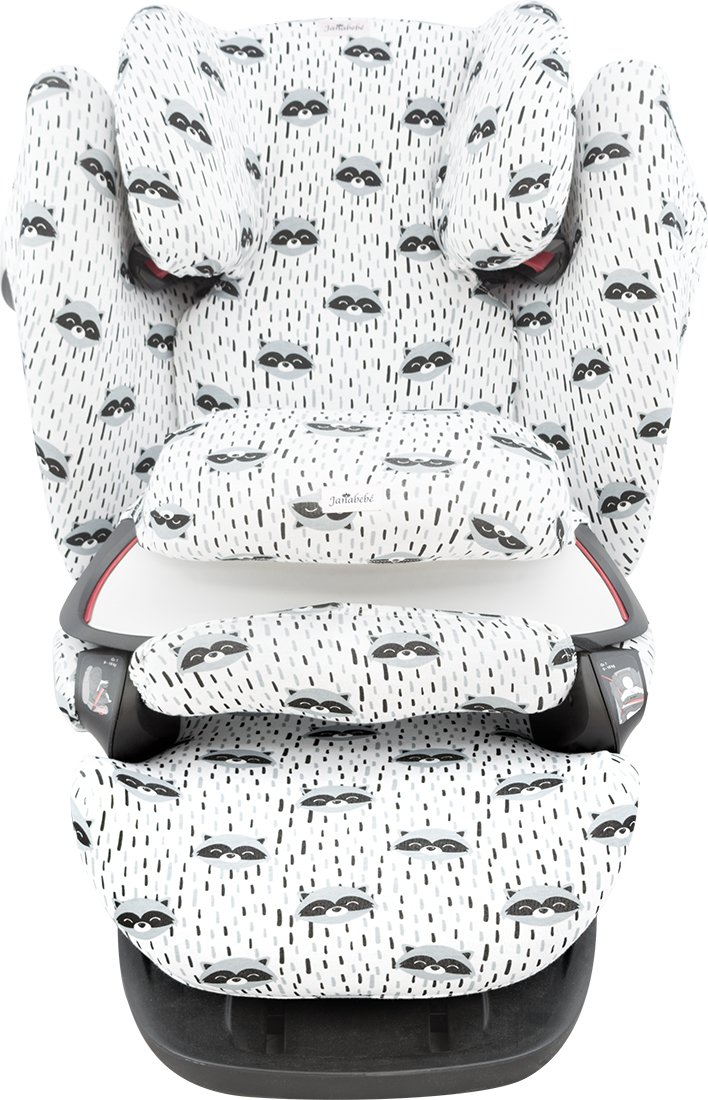 JYOKO KIDS Funda de algodón para silla de coche compatible con Cybex Pallas M - S Fix y Pallas B - Fix (Raccoon)