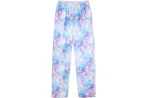 Funnycokid Girl Pajama Pants Kid Fleece Sleepwear Flannel Pajama Bottoms Loose Sleepwear 5-16 Years