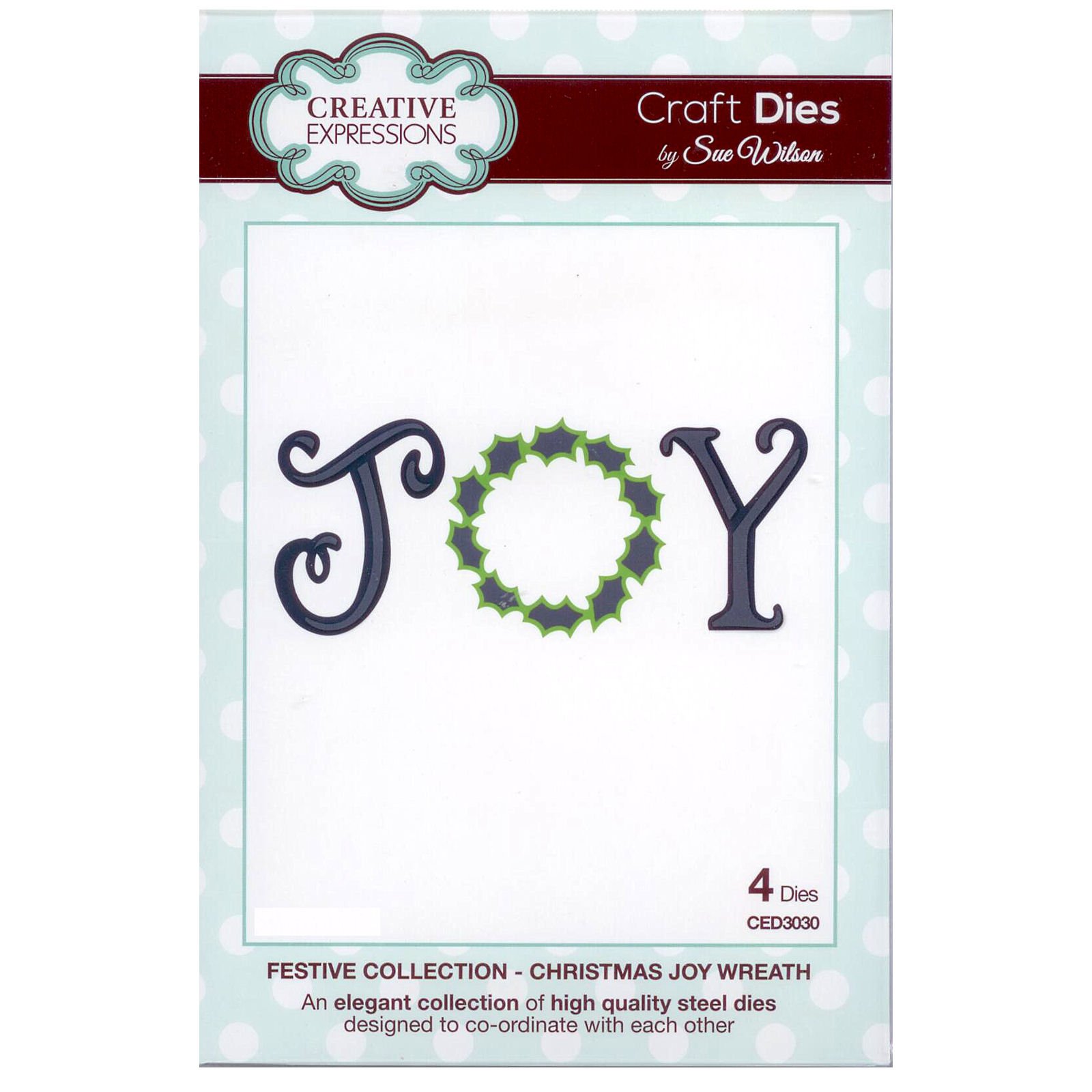 Sue Wilson Festive Collection Christmas Joy Wreath, Metal, 4 x 10.2 cm