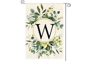 AVOIN colorlife Monogram Letter W Floral Garden Flag 12x18 Inch Double Sided Outside, Family Last Name Initial Yard Outdoor Decoration
