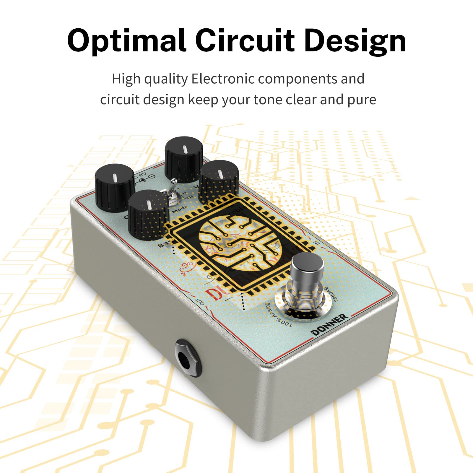 Donner Dumbal Drive Overdrive Pedal for Electric Guitar - Dumble Style With 2 Band EQ Boost Effect, Pure Analog True Bypass