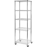Seville Classics UltraDurable Heavy Duty NSF Solid Steel Wire Rack Storage Unit Organizer for Garage, Warehouse, Office, Restaurant, Classroom, Kitchen, 5-Tier Shelving, 24" W x 18" D