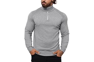 ICEMOOD Mens Quarter Zip Pullover Sweater Mock Turtleneck Half Zip Long Sleeve Turtle Neck Knitted Sweaters Fall Fashion