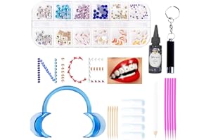 Generic Tooth Gems Kit Shining DIY Teeth Gems Flat Bottom Round Gemstone Style DIY Tooth Jewelry Kit Artificial Fashionable Crystal Tooth Ornaments