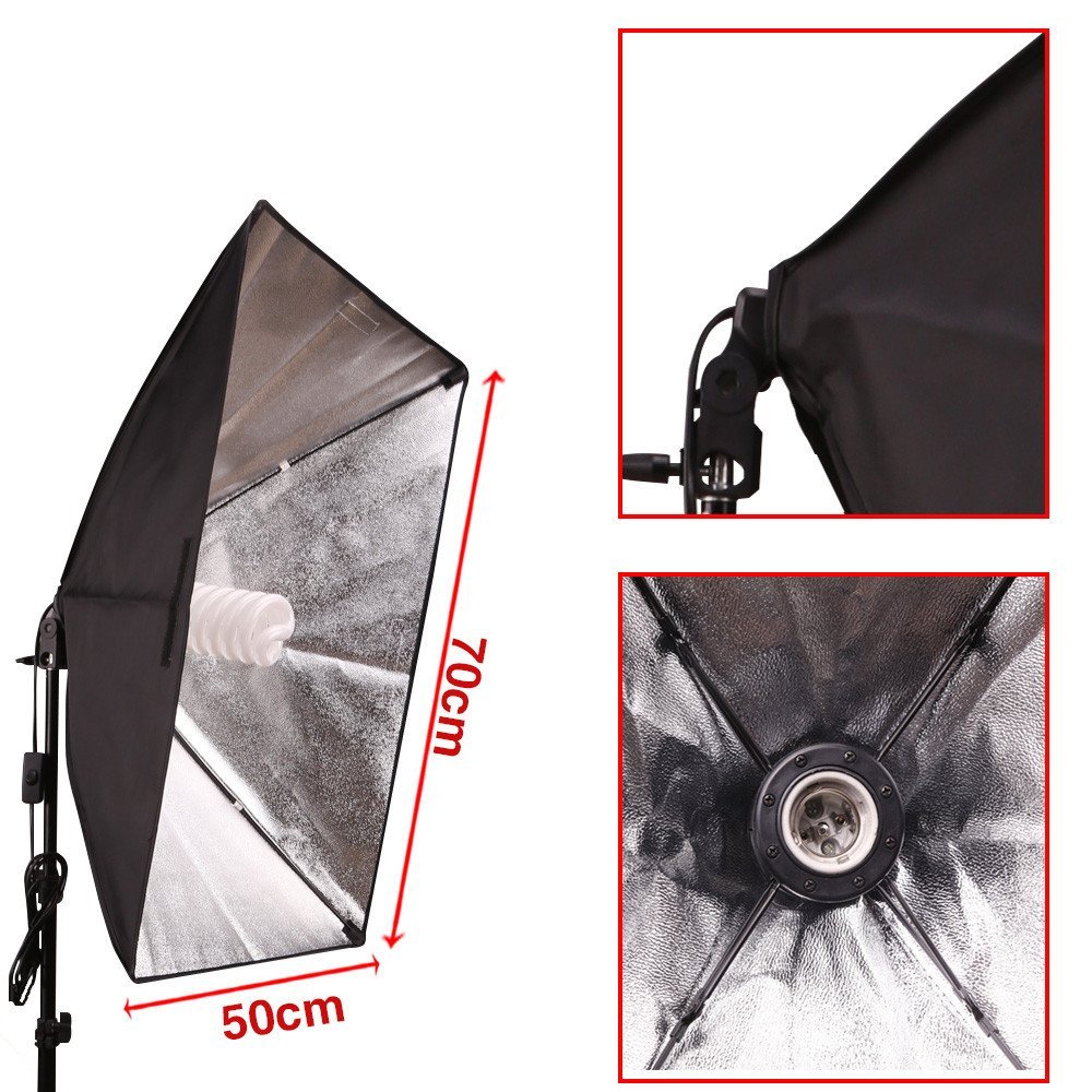 Abeststudio Studio Lighting Kit Kit Studio Photo Softbox Ampoule 135W Boîte souple 50 x 70cm