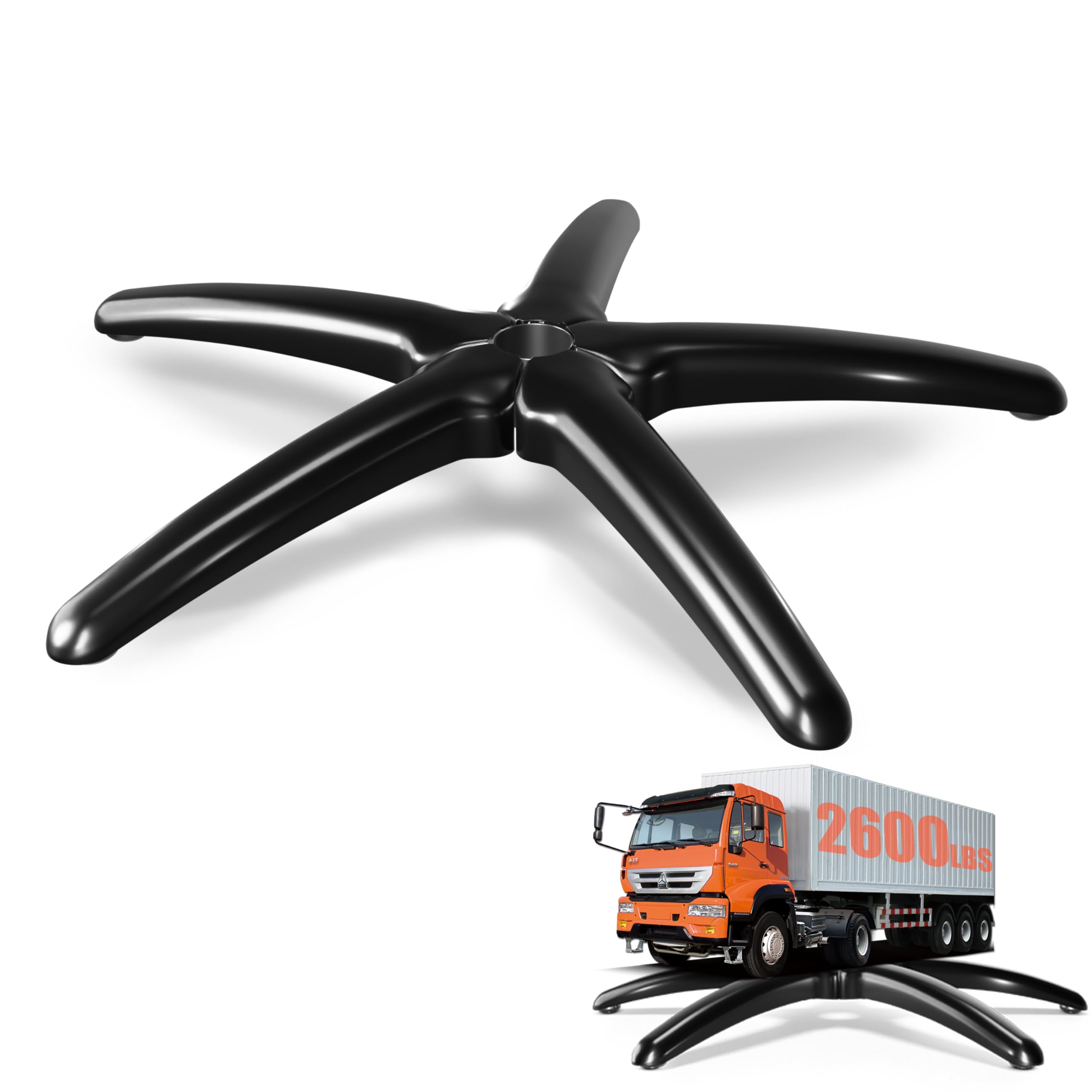 Photo 1 of Sytopia 28''(70cm) Heavy Duty Office Chair Base Replacement (2600Lbs), Managerial Executive Chair Base Reinforced Metal Leg, Universal Caster and Gas Cylinder Size, Black