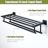 Sayayo 24-Inch Black Towel Rail SUS304 Stainless Steel Wall Mounted EGZ8000-B view 5