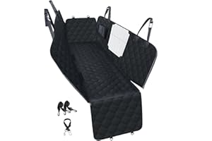 PETICON Dog Car Seat Cover with Mesh Window, 100% Waterproof Pet Seat Cover for Back Seat, Scratchproof Dog Hammock for Cars, Trucks, SUVs, Jeeps, Black
