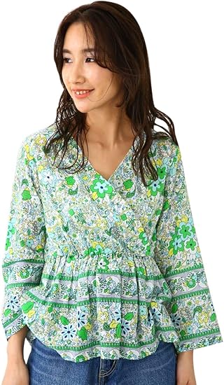 Amazon ロデオクラウンズ ワイドボウル Tシャツ Small Bouquetブラウス 4dsv30 0910 Free グリーン レディーズ シャツ ブラウス 通販