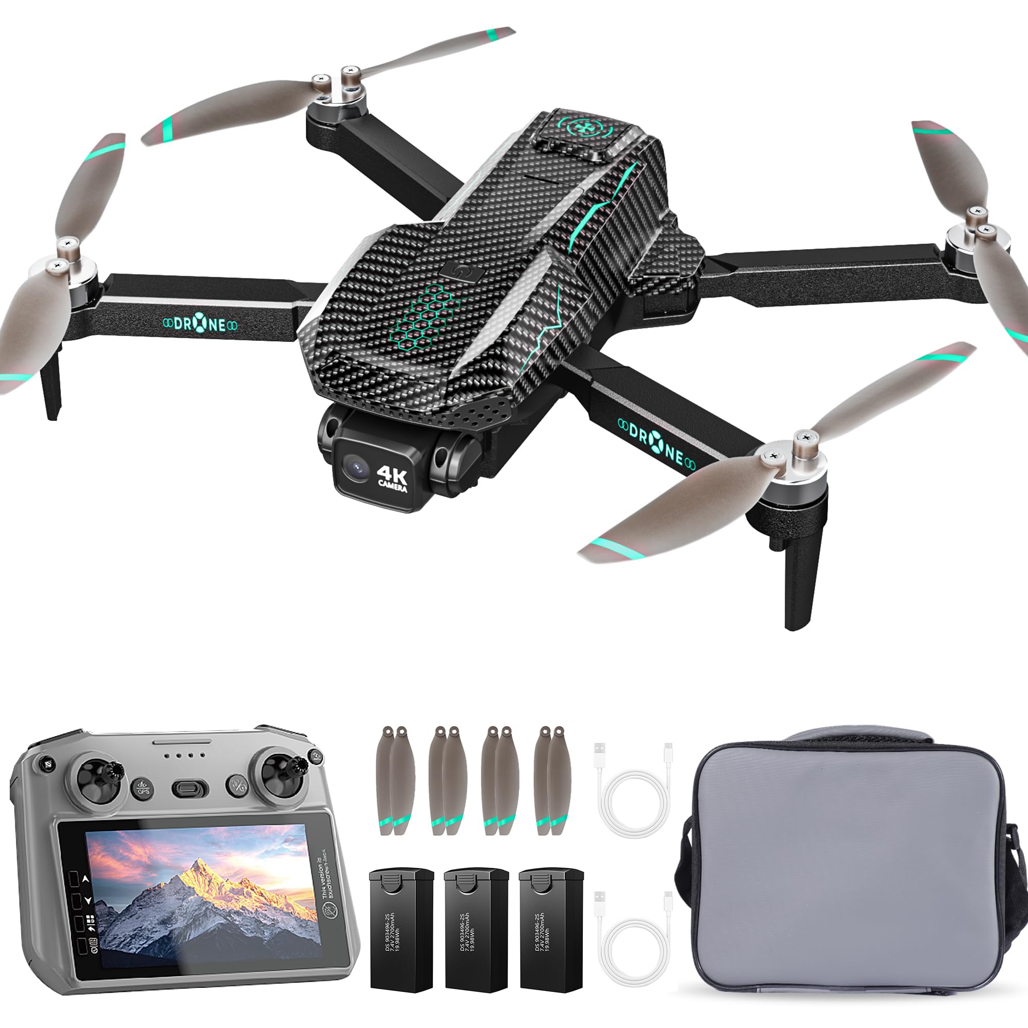 Photo 1 of GPS Drone with 4K Camera for Adults, FPV RC Quadcopter, 90-min Flight Time, Auto Return, Follow Me, Circle Fly, 5-inch LCD Tablet Screen, Brushless Motor, Lightweight Foldable Drone for Beginners