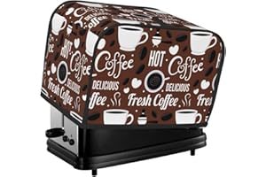 Toaster Cover 2 Slice with Coffee Pattern Dustproof Fingerprint Bakeware Protection Wide Slot Reusable for Kitchen Small Appl
