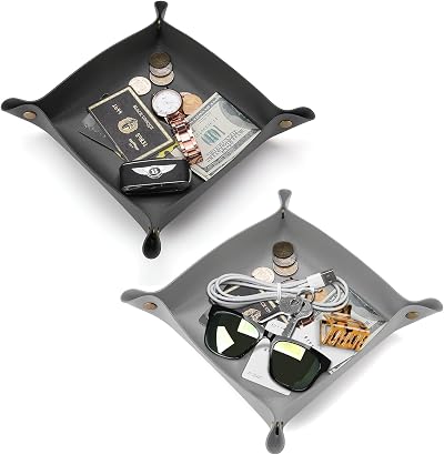 Lolalet Leather Valet Tray Set - EDC Organizer for Keys, Coins & More