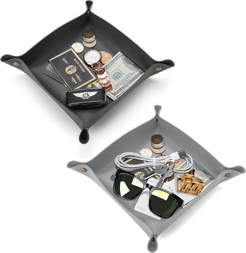 Lolalet Leather Valet Tray Set - EDC Organizer for Keys, Coins & More