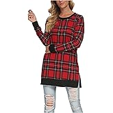 levaca Fall Long Sleeve Shirts for Women 2024 Loose Casual Dressy Tunic Tops to Wear With Leggings Christmas Red XL