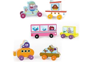 Hey Duggee - Wooden 6 Pack Play Vehicles - Bright Coloured Sturdy Character Toys for Imaginative Play, Fine Motor Skills - FSC Certified, Sustainable Cars, Perfect for Kids 2 Years and Up