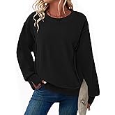 Zeagoo Women's Casual Sweatshirts Crewneck Long Sleeve Fuzzy Fleece Jackets Side Slit Midweight Pullover Fall Fashion 2025