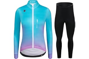 GCRFL Winter Thermal Women's Cycling Jacket Windproof Cold Weather Bike Pants Bicycle Clothing Set Softshell Windbreaker