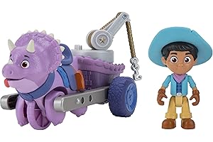 Dino Ranch Miguel and Tango’s Tow Rig Vehicle - Features 5” Dino Tango Tow Rig and 3” Dino Rancher Miguel - Three Styles to Collect - Toys for Kids Featuring Your Favorite Pre-Westoric Ranchers