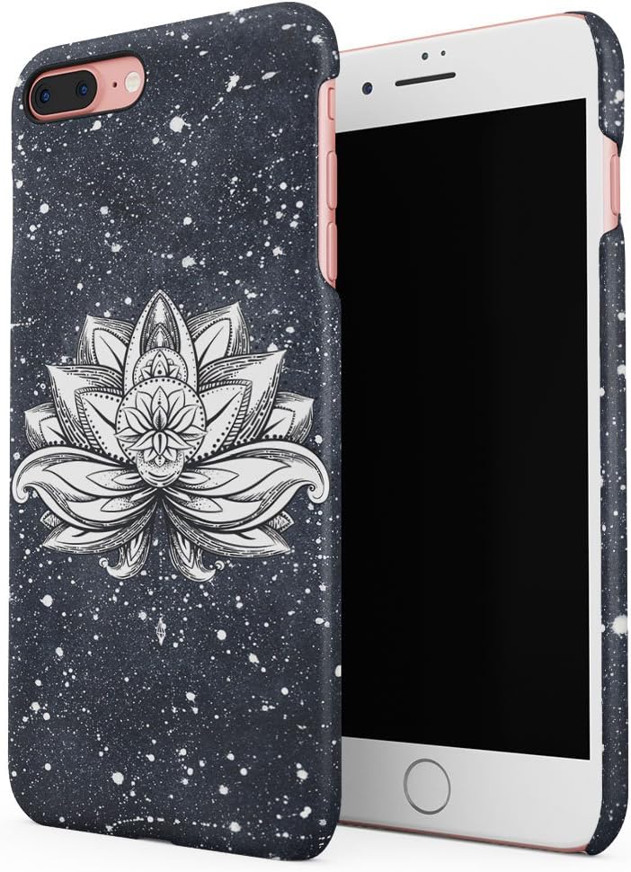 Henna White Lotus Blossom White Ink Splash Hard Thin Plastic Phone Case Cover For iPhone 7 Plus & iPhone 8 Plus