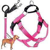 2 Hounds Design Freedom No Pull Dog Harness and Leash, 1" LG, Hot Pink | Promotes Easy Walking &amp; Comfortable Control, Secure Fit, Adjustable Harness and Leash Set for Large Sized Dogs, Made in USA