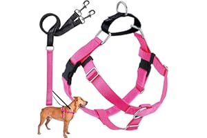 2 Hounds Design Freedom No Pull Dog Harness, Adjustable Harness and Leash Set, Easy Walking & Comfortable Control, Fits Small, Medium & Large Dogs, Solid Colors, Made in USA, 1" LG, Hot Pink