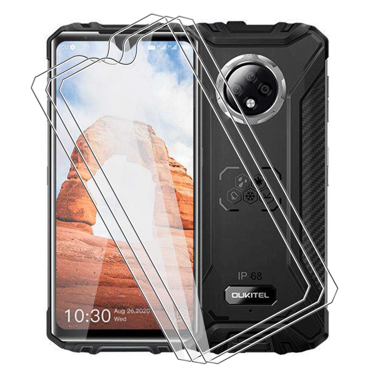 KJYF Pack of 3 tempered glass screen protectors for Oukitel WP8 Pro (6.49"), HD clear tempered glass screen protector, tempered glass screen protector, 9H hardness.