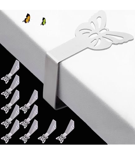 Lot De 4 Pinces à Nappe En Acier Inoxydable Forme Papillon - Pour Tables à Bord Plat (max 3,5 Cm D'épaisseur)