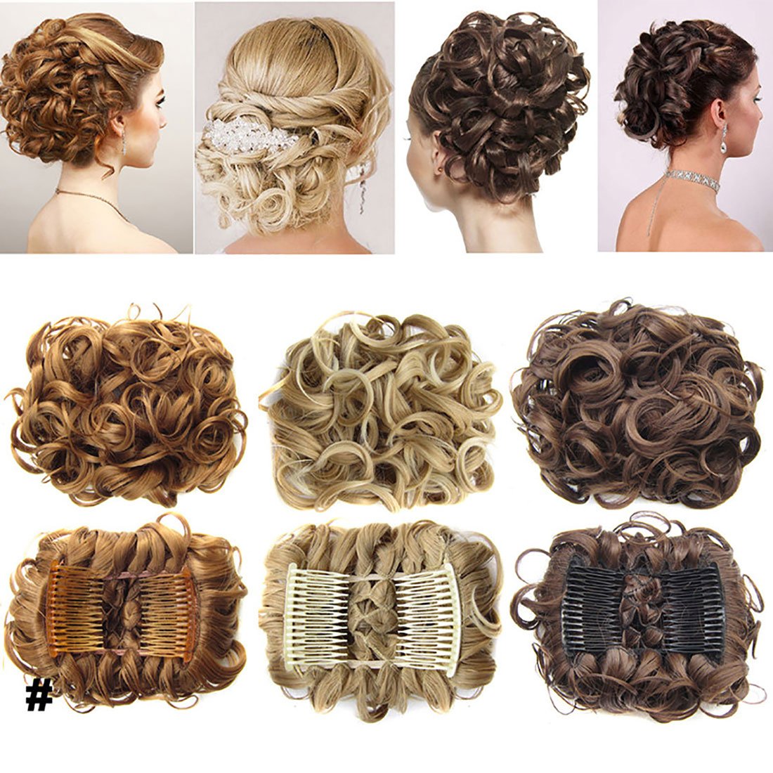 Short Messy Curly Dish Hair Bun Extension Easy Stretch Hair Combs