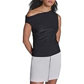 BCBG Women's Knit Solid Ruched Boatneck Top