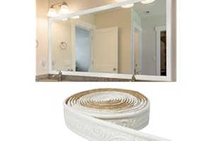 WADILE 3D Wall Edging Trim 90" x 1.57", Self-Adhesive Peel and Stick Molding, Flexible PVC Wallpaper Border for Walls, Mirror, Baseboard, Accent Lines – White