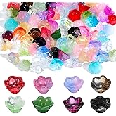 Wanmu 100PCS Glass Bellflower Beads, Colorful Trumpet Flower Beads for Jewelry Making, Cute Floral Beaded Charms for DIY Necklace, Earrings, Bracelets, Crafts (11mm)
