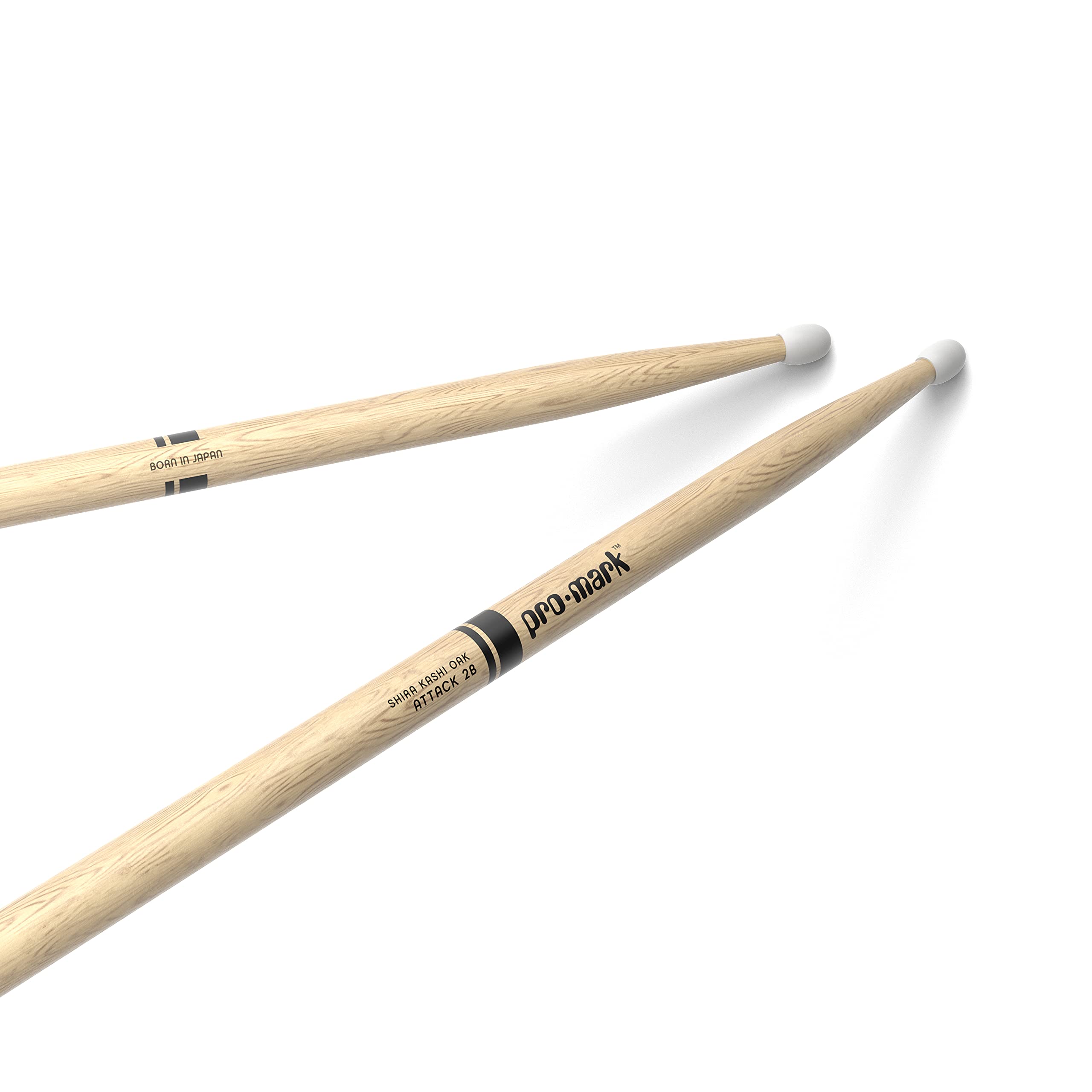 ProMark Drum Sticks - Classic Attack 2B Shira Kashi Oak Drumsticks, Oval Nylon Tip, One Pair