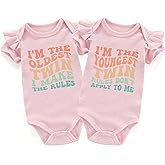 Acwssit I'm the oldest twin youngest twins baby items must haves newborn twin outfits boy and girl infant baby clothes