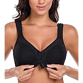 Lemorosy Women's Full Coverage Plus Size Front Closure Posture Back Non-Padded Wireless Support Minimizer Bra