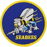 United States Navy USN Seabees Embroidered Patch, with Iron-On Adhesive (Full Color)