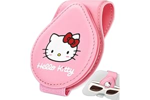 Jupswan Sunglass Holder for Car Visor Sunglasses Clip Magnetic Eyeglass Glasses Holder Leather Cute Cartoon Cat Auto Visor Accessories Accessory Presents for Women Men