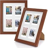 Namalu 2pcs 2 x 3 Multi Pictures Frame Collage Wall Decor with 4 Openings | Small Hanging Mini Film Photo Wall Frames, Walnut Wood, 9.8 x 7.9 Inches, Wall Decoration Gifts for Display Birthday Wedding
