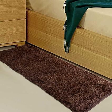 AVIONI Clearance Handloom Coffee Bedside Runners in Soft Fur -56x 139 cm