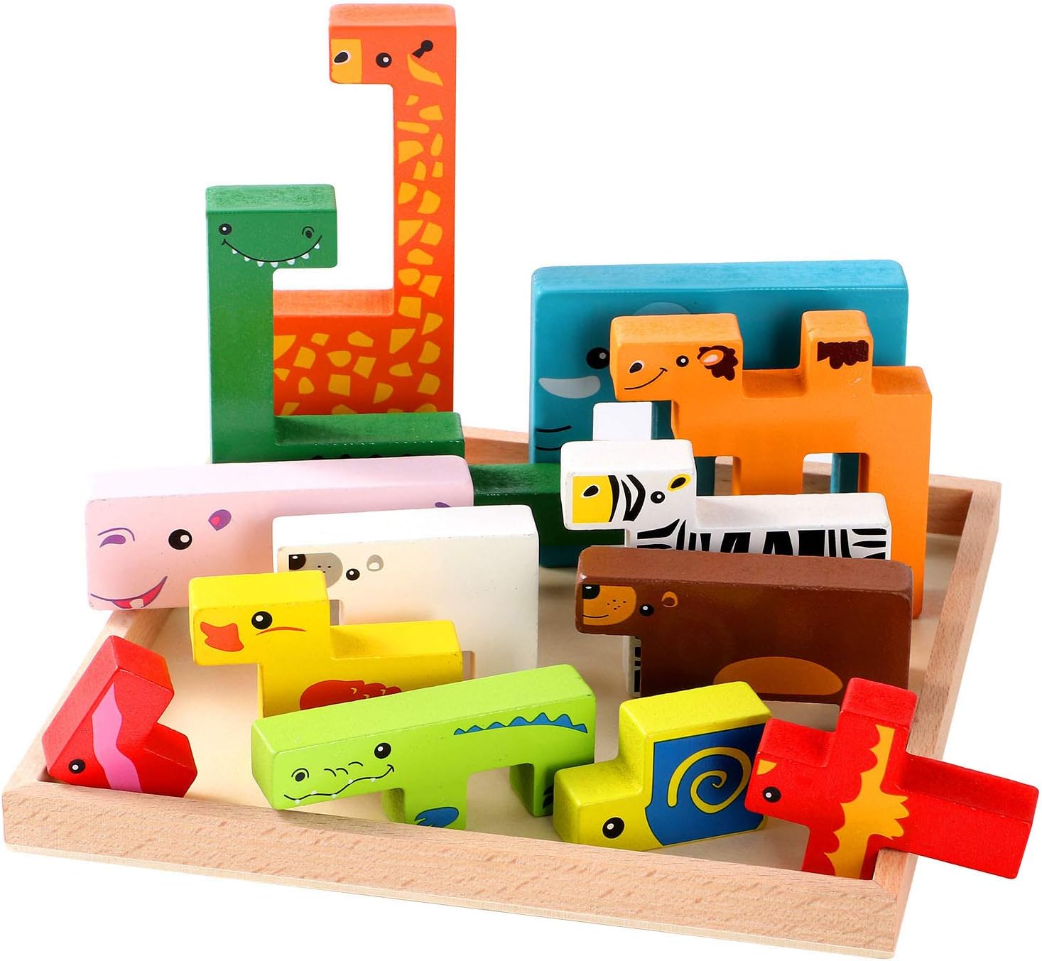 Lewo Wooden Puzzle Brain Teasers Toy Building Blocks Game Wood Puzzles Intelligence Educational Toys for Preschool Children Kids