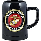 United States Marine Corps Decal Logo Black 16.9 Ounce Stoneware Mug