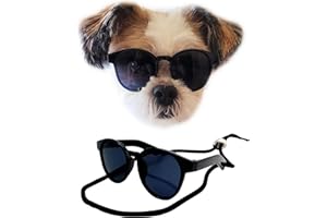 STYLE VAULT G014 Small Breed up to 15lbs Dog Cat Pet Puppy Panto Round Sunglasses (Panto Black)