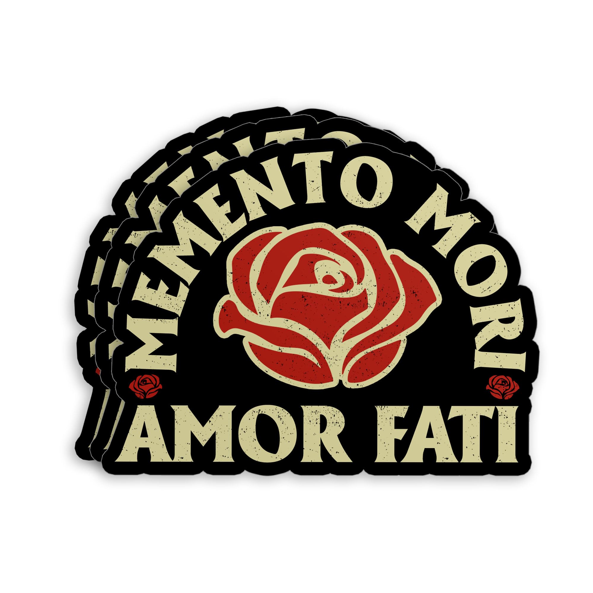 Photo 1 of (3Pcs-3") Stoicism Quote Amor Fati Sticker Memento Mori Amor Fati Vintage Rose Waterproof Die-Cut Vinyl Sticker for Laptop Water Bottle Hard Hat Decal Birthday Gifts for Her Him 3 Inches