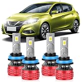 Kicks High Beam Low Beam Light Bulbs Fit For Nissan Kicks 2017-2021 | 800% Brightness, 6000K White, 60000+ Hours Lifespan, Plug and Play, Efficient Heat Dissipation, 4-Pack