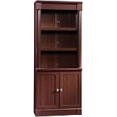 Sauder Palladia Book Shelf, Bookshelf with Storage, Library Bookcase with Doors and Adjustable Shelves, in Select Cherry finish