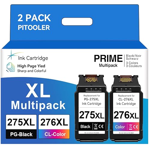 PG-275 XL/CL-276 XL High Yield Compatible for Canon 275 276 XL Ink Cartridges Replacement for Canon Printer Ink 275 276 Compatible for Canon Pixma TS3720 TR4720 TR4700 TR4723 TR4722 TS3500 Printer